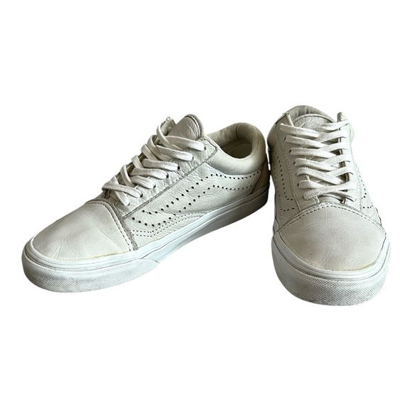 VANS Old Skool Reissue White Leather Sneakers Sport Skateboarding Sneakers Shoes - Picture 7 of 10
